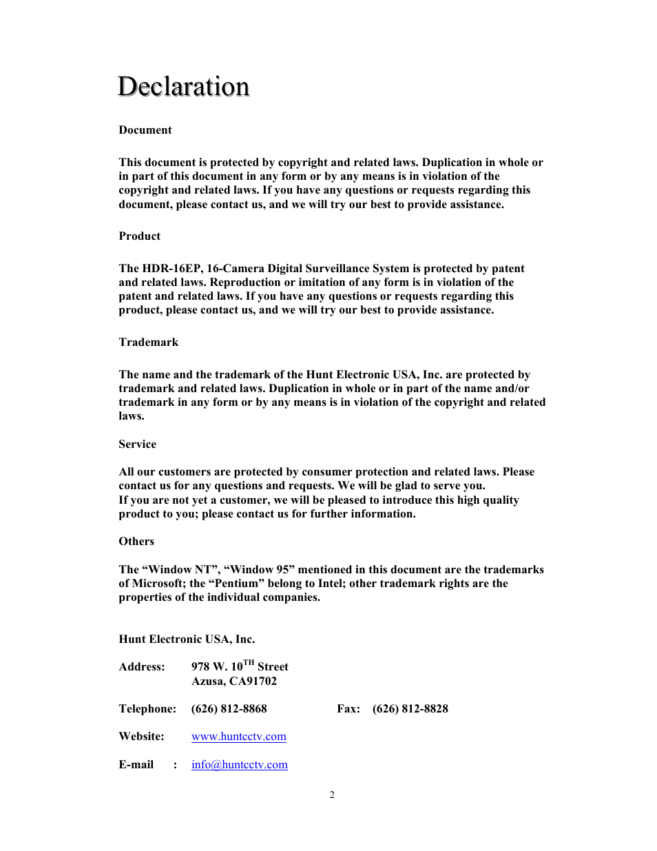 BenQ HDR-16EP User Manual | Page 2 / 51