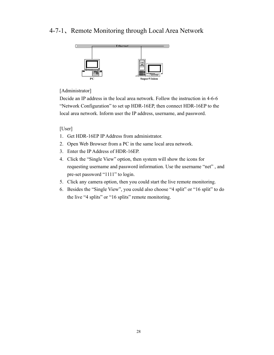 7-1 、remote monitoring through local area network | BenQ HDR-16EP User Manual | Page 28 / 51