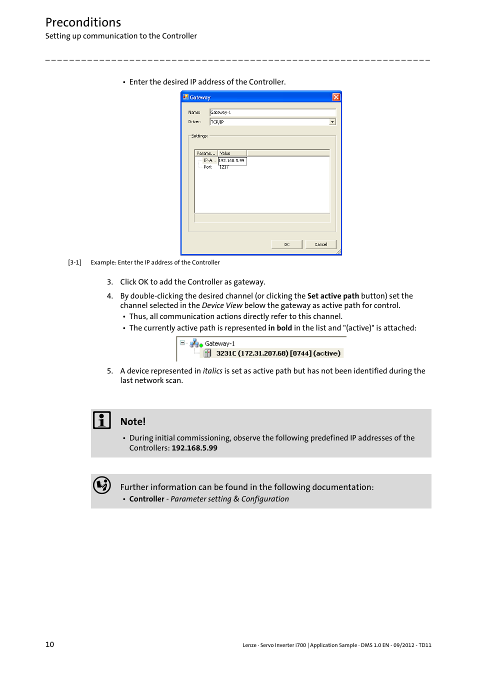 Preconditions | Lenze E70ACxS Application Sample i700 (PLC Designer v3) User Manual | Page 10 / 33