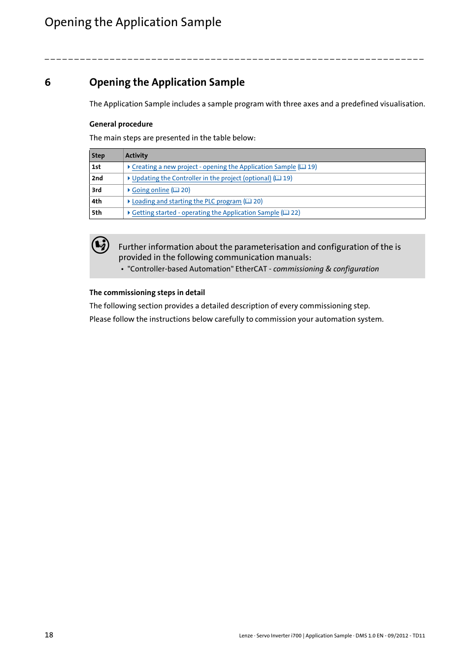 6 opening the application sample, Opening the application sample, 6opening the application sample | Lenze E70ACxS Application Sample i700 (PLC Designer v3) User Manual | Page 18 / 33