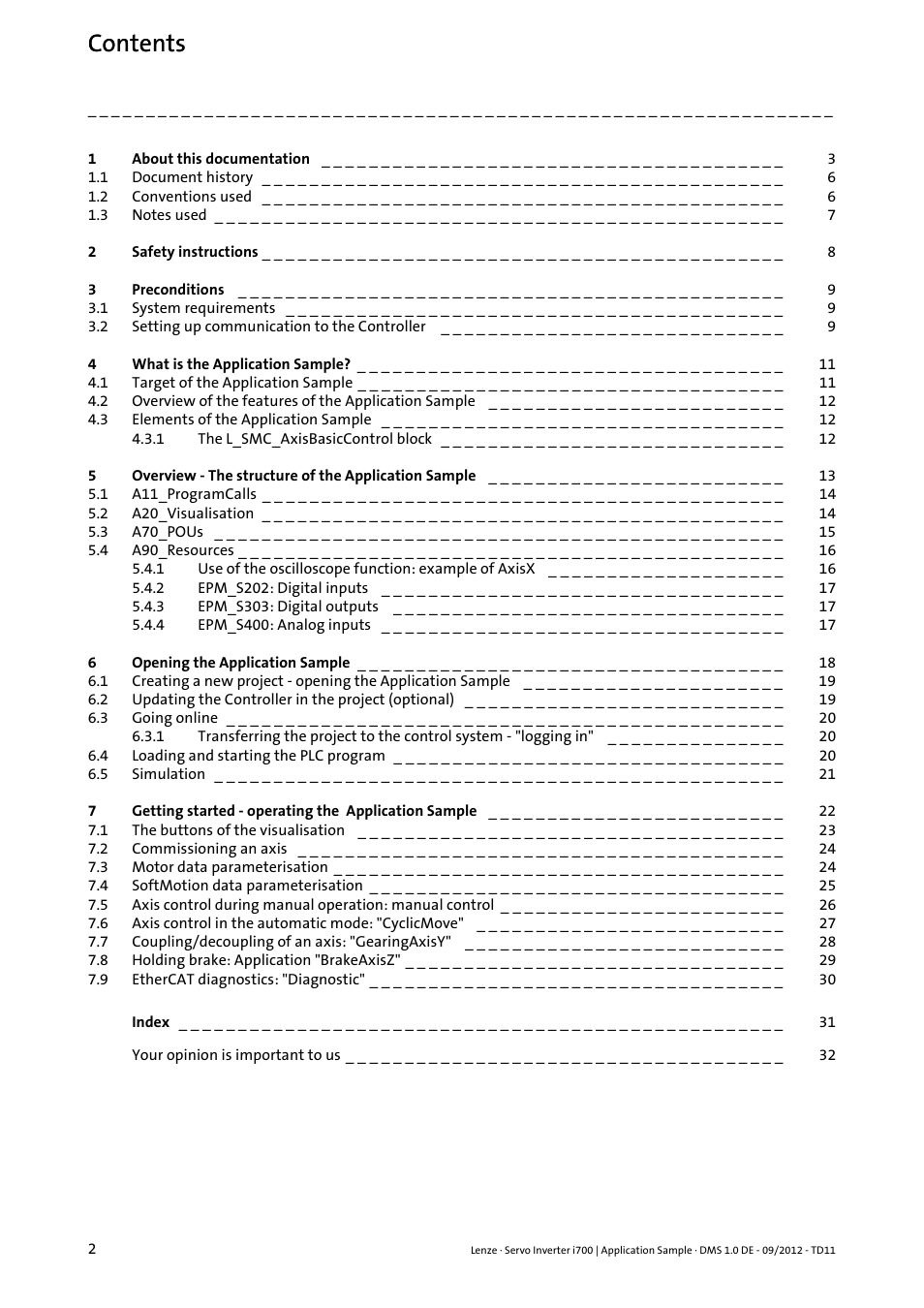 Lenze E70ACxS Application Sample i700 (PLC Designer v3) User Manual | Page 2 / 33