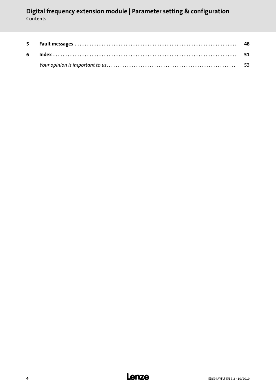 Lenze E94AYFLF Digital frequency module User Manual | Page 4 / 54