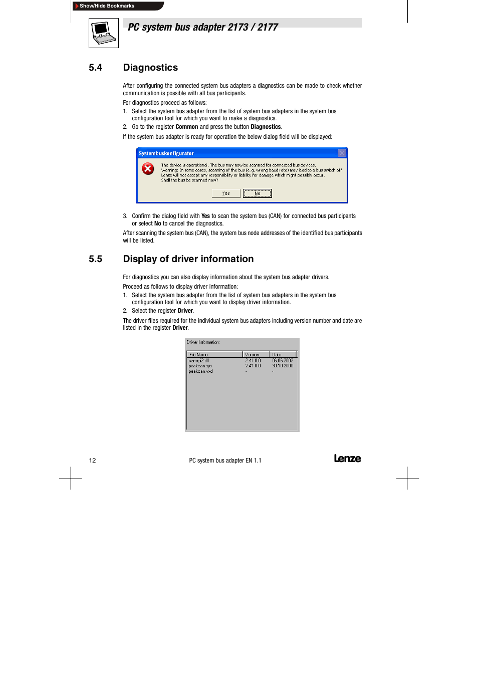 4 diagnostics, 5 display of driver information, Diagnostics | Display of driver information | Lenze EMF2177IB User Manual | Page 14 / 18