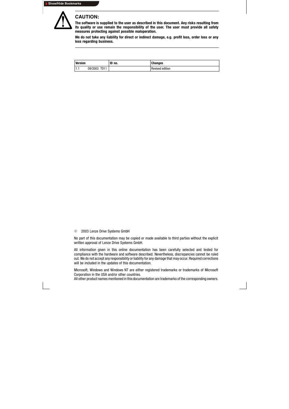 Caution | Lenze EMF2177IB User Manual | Page 2 / 18