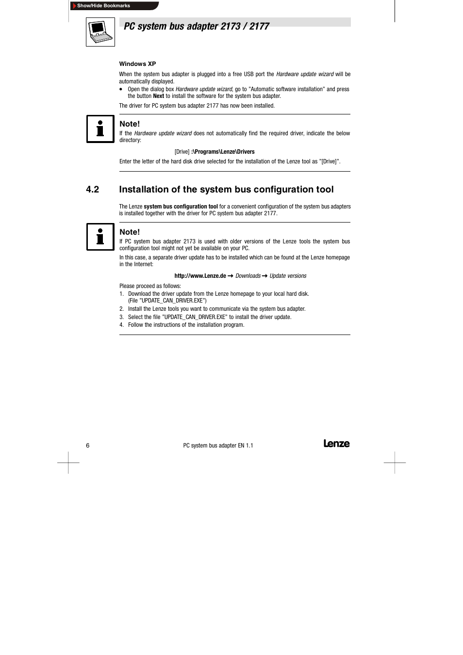 Installation of the system bus configuration tool | Lenze EMF2177IB User Manual | Page 8 / 18