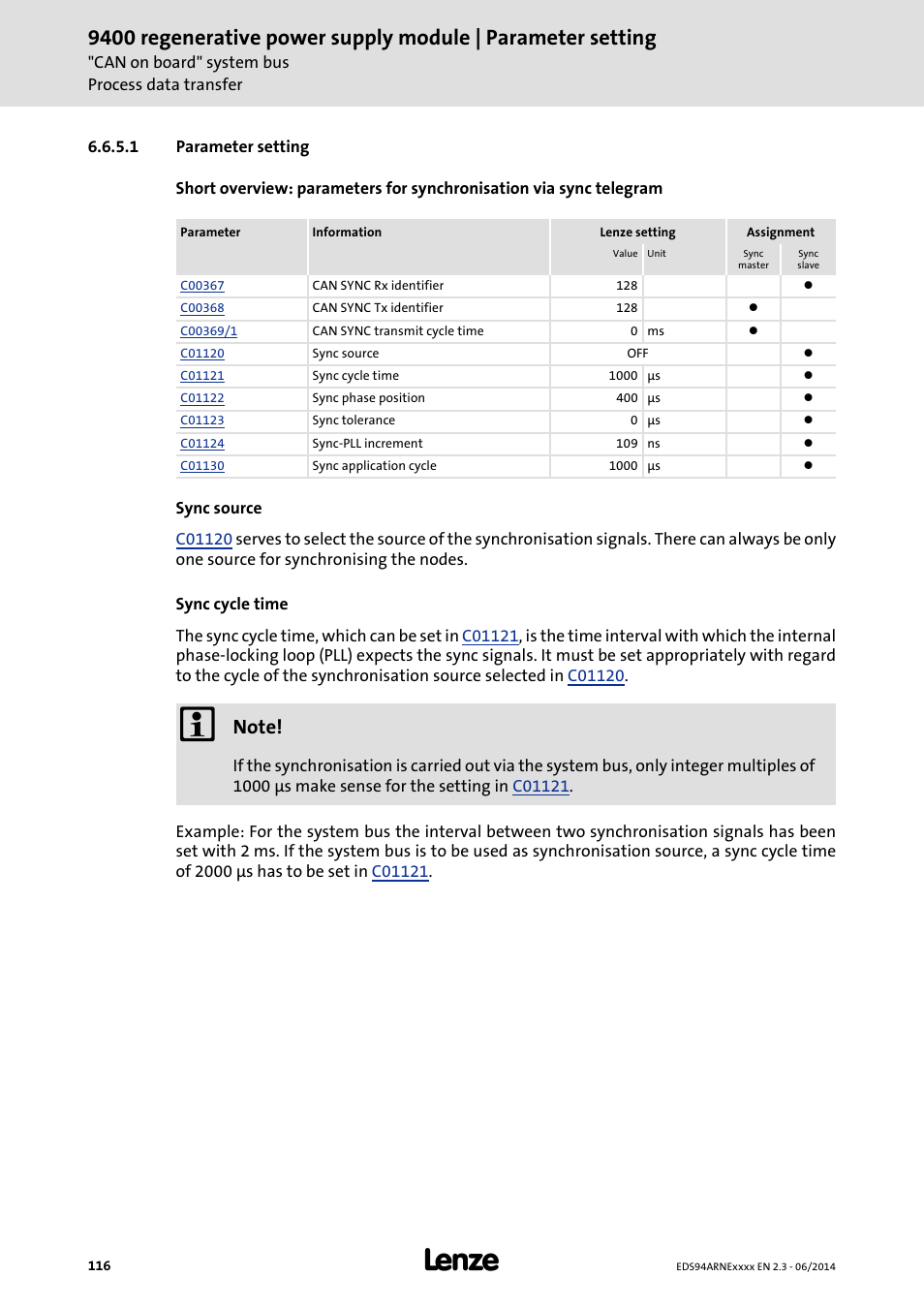 1 parameter setting, Parameter setting | Lenze E94ARNE Regenerative power supply User Manual | Page 116 / 360