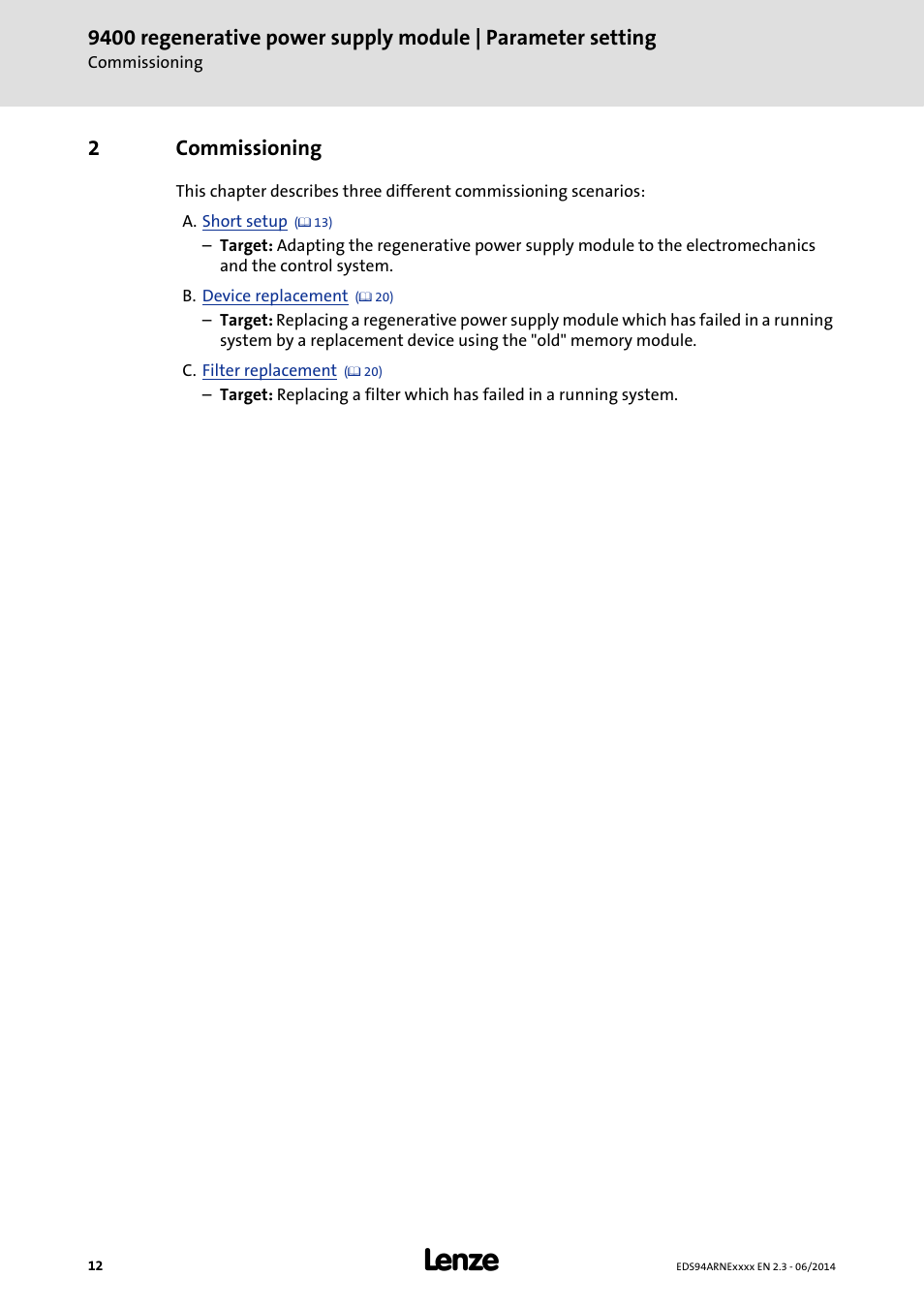 2 commissioning, Commissioning, 2commissioning | Lenze E94ARNE Regenerative power supply User Manual | Page 12 / 360