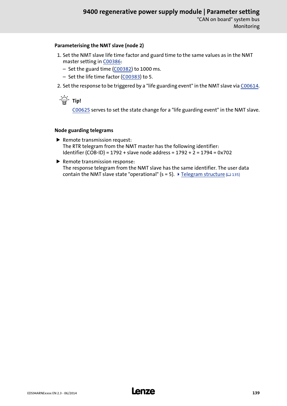 Lenze E94ARNE Regenerative power supply User Manual | Page 139 / 360