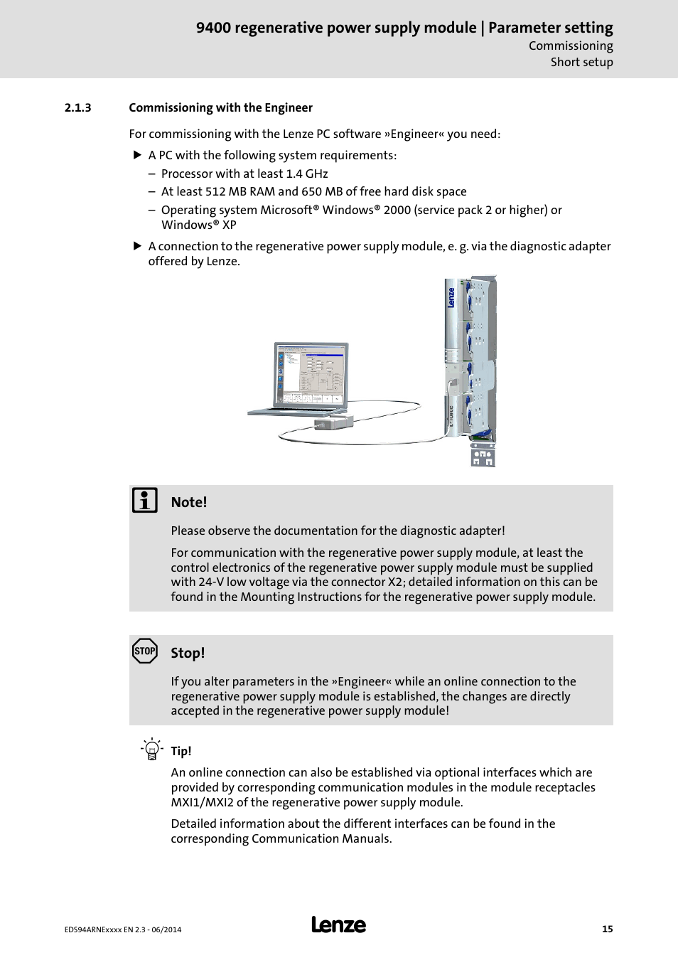 3 commissioning with the engineer, Commissioning with the engineer | Lenze E94ARNE Regenerative power supply User Manual | Page 15 / 360