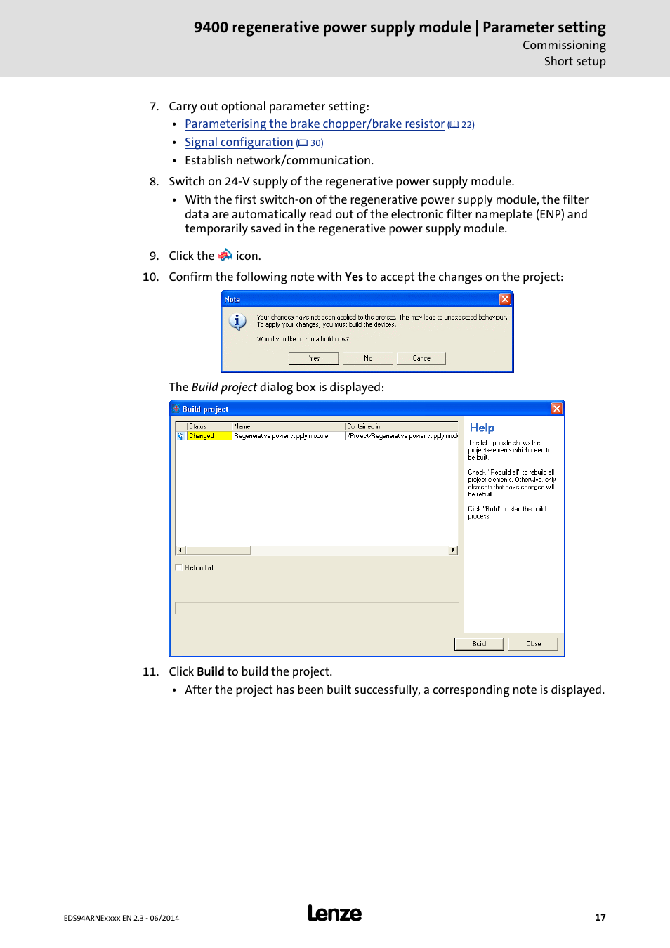 Lenze E94ARNE Regenerative power supply User Manual | Page 17 / 360