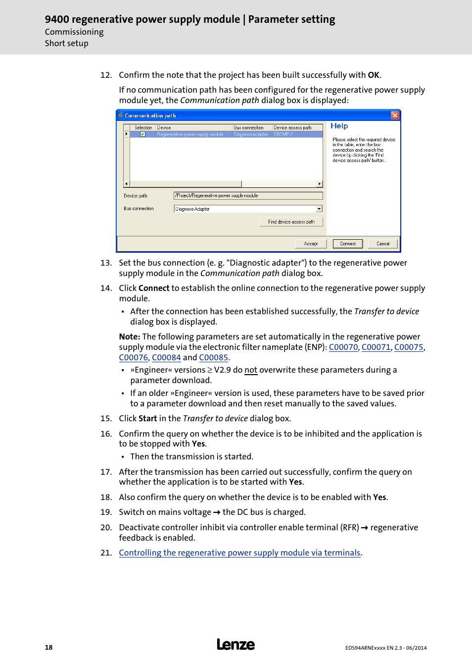 Lenze E94ARNE Regenerative power supply User Manual | Page 18 / 360