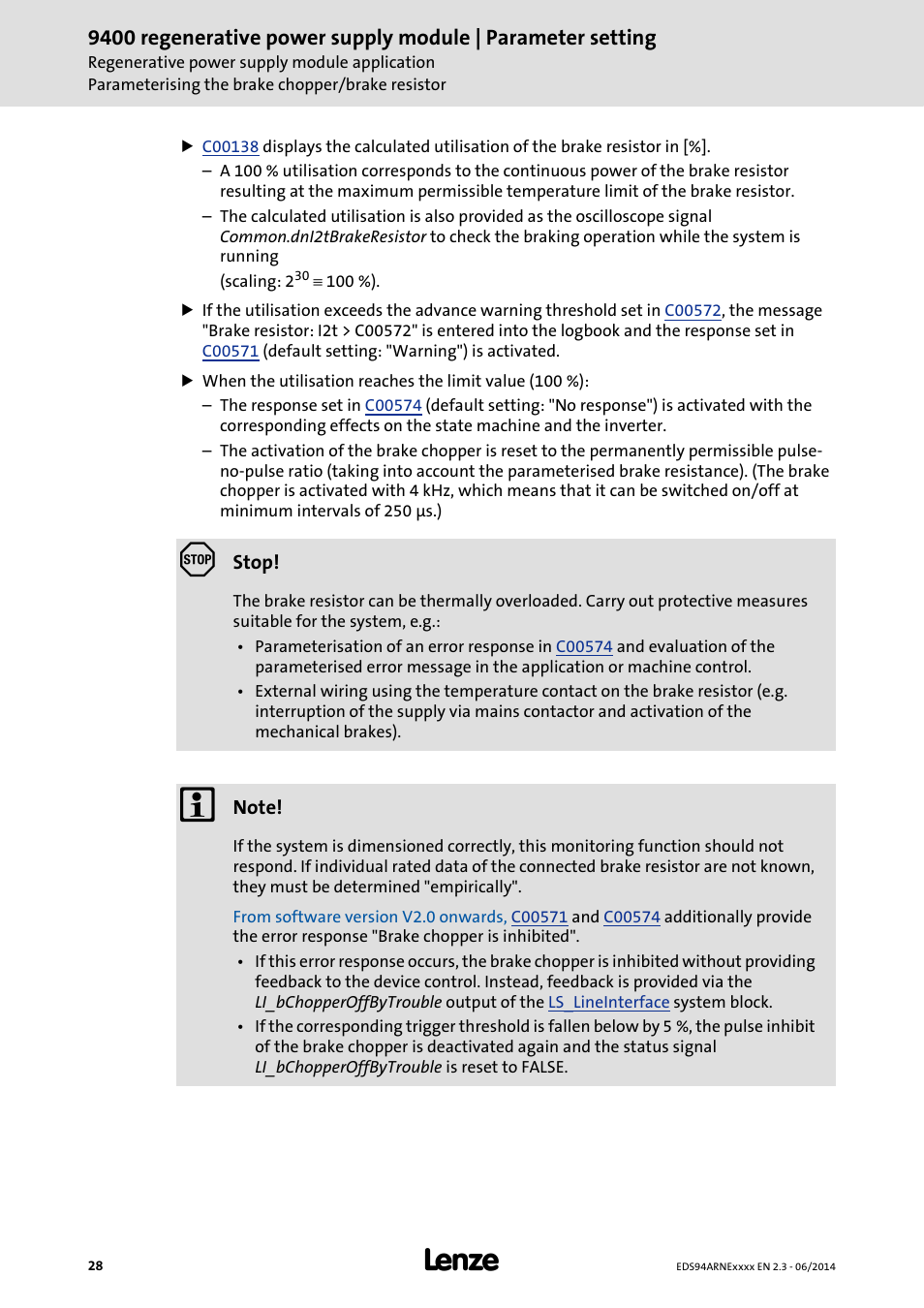 Lenze E94ARNE Regenerative power supply User Manual | Page 28 / 360