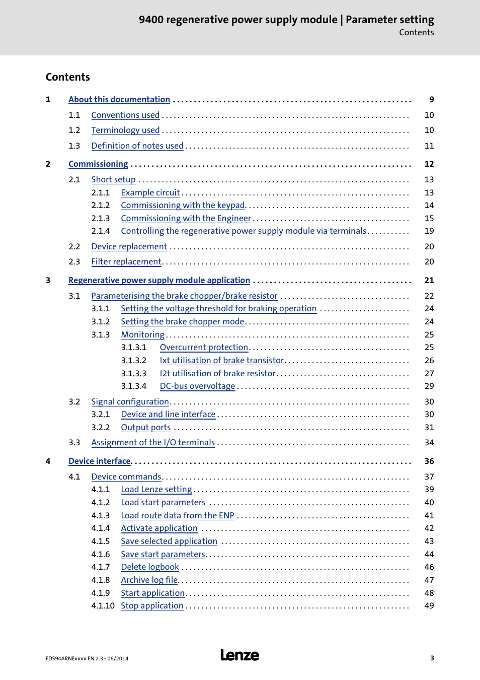 Lenze E94ARNE Regenerative power supply User Manual | Page 3 / 360