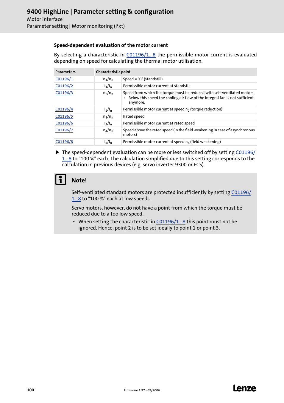 9400 highline | parameter setting & configuration | Lenze E94AxHE Servo Drives 9400 HighLine (Firmware 01-37) User Manual | Page 100 / 679