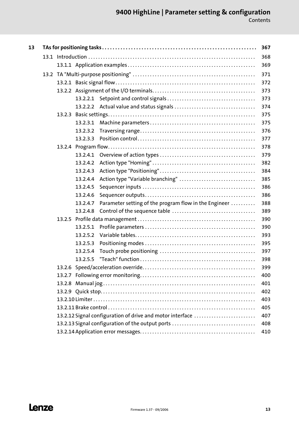 Lenze E94AxHE Servo Drives 9400 HighLine (Firmware 01-37) User Manual | Page 13 / 679
