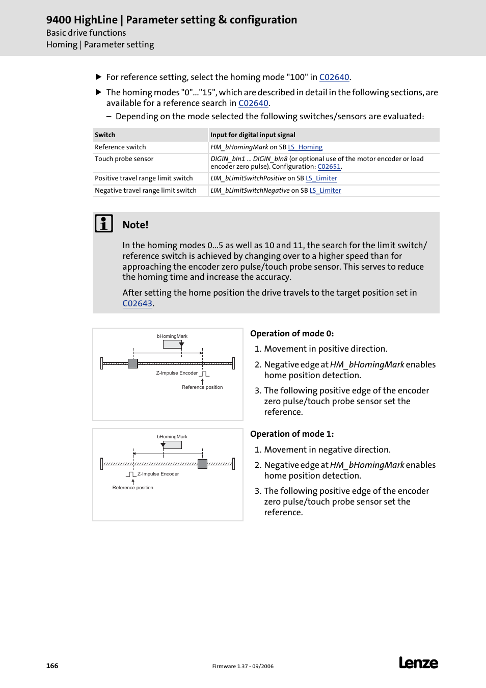 9400 highline | parameter setting & configuration | Lenze E94AxHE Servo Drives 9400 HighLine (Firmware 01-37) User Manual | Page 166 / 679