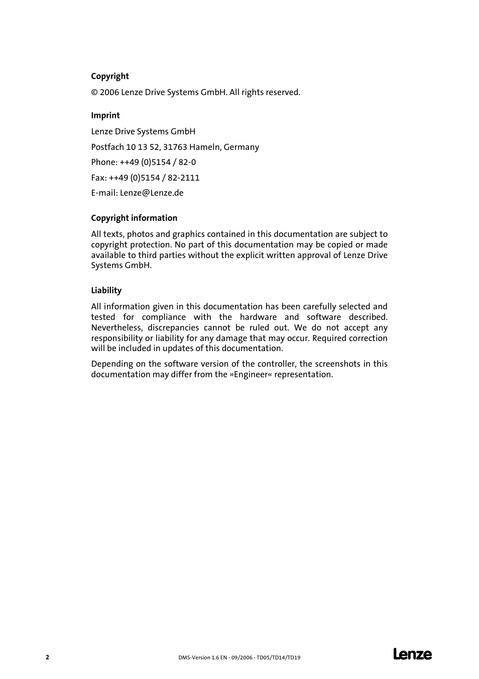 Lenze E94AxHE Servo Drives 9400 HighLine (Firmware 01-37) User Manual | Page 2 / 679
