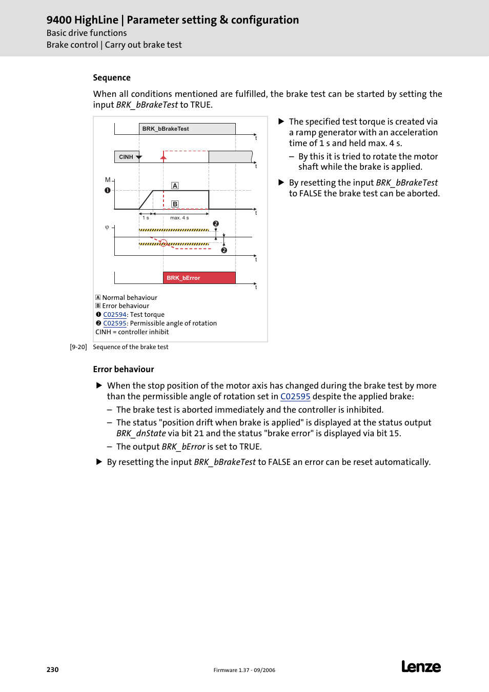9400 highline | parameter setting & configuration | Lenze E94AxHE Servo Drives 9400 HighLine (Firmware 01-37) User Manual | Page 230 / 679