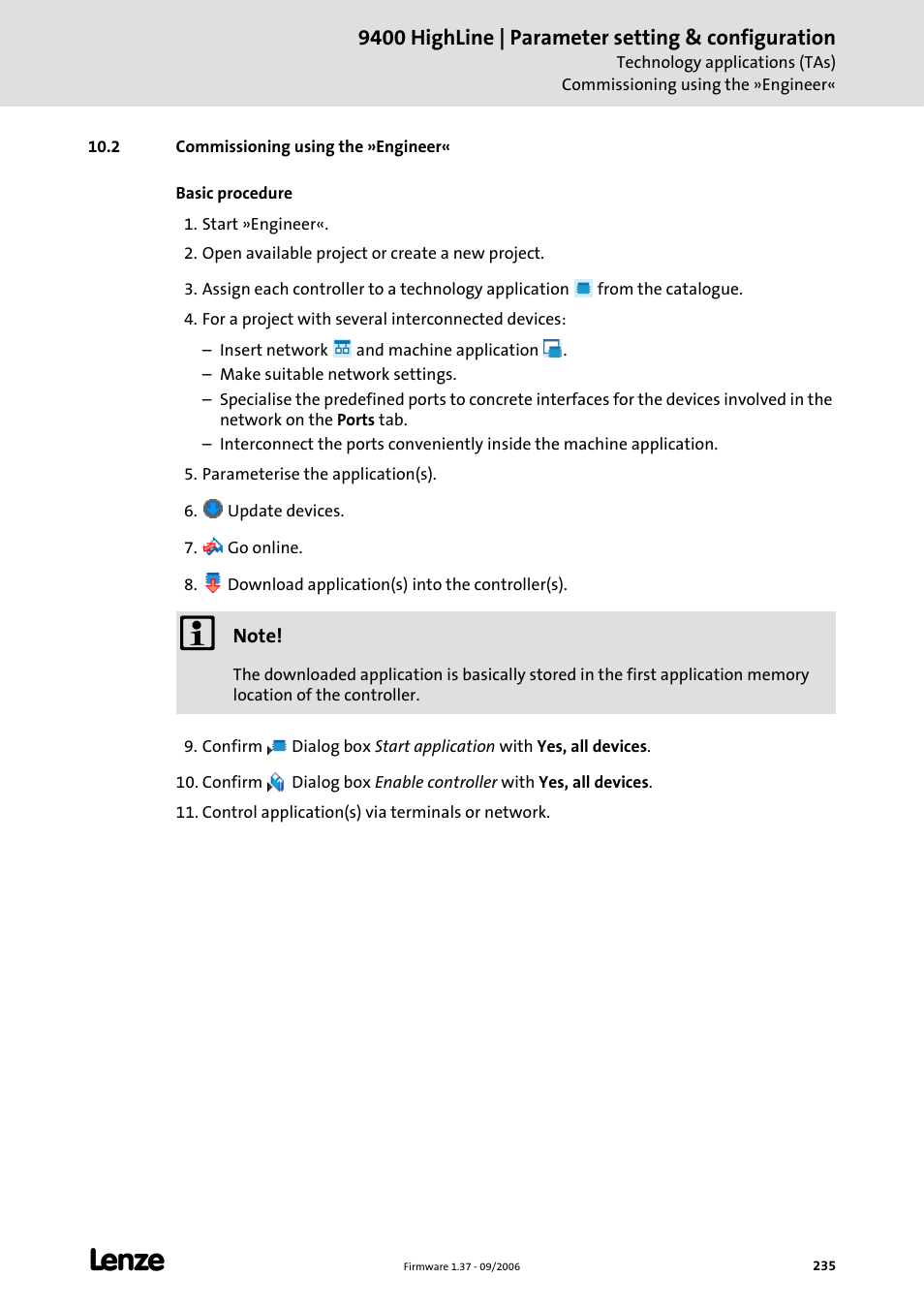 2 commissioning using the »engineer, Commissioning using the »engineer, C 235) | Lenze E94AxHE Servo Drives 9400 HighLine (Firmware 01-37) User Manual | Page 235 / 679