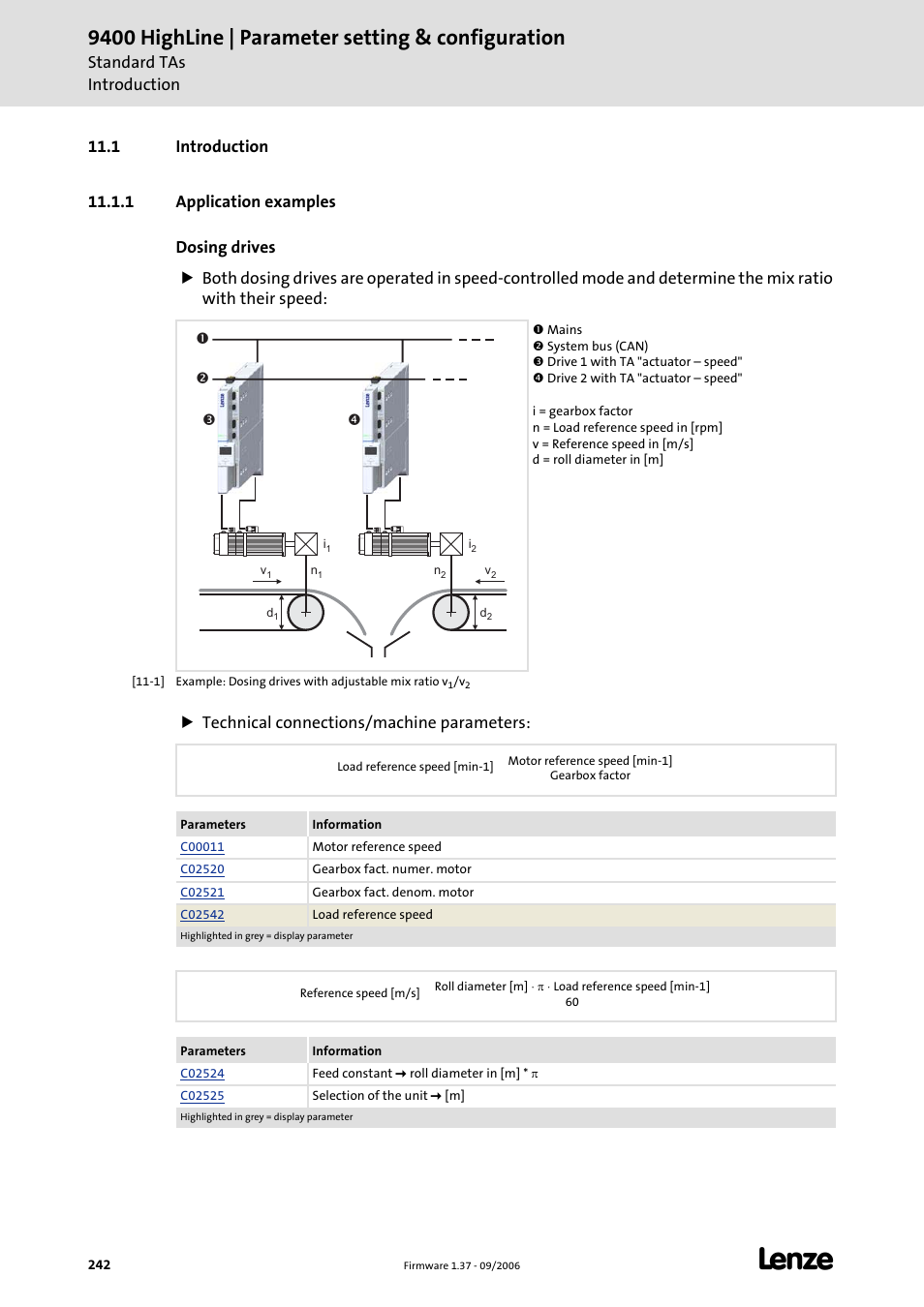 1 introduction, 1 application examples, 9400 highline | parameter setting & configuration | Lenze E94AxHE Servo Drives 9400 HighLine (Firmware 01-37) User Manual | Page 242 / 679