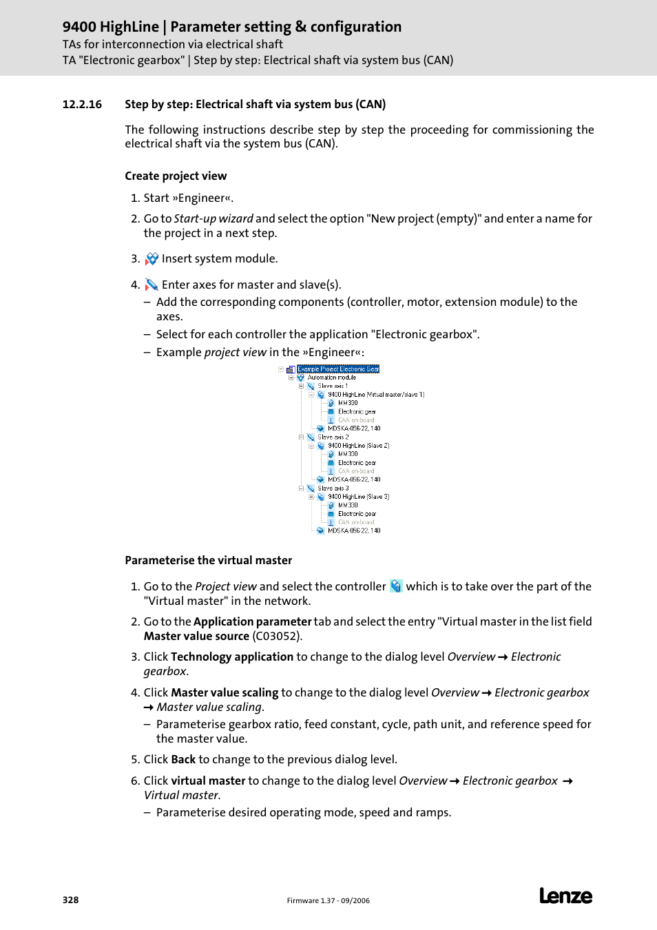 9400 highline | parameter setting & configuration | Lenze E94AxHE Servo Drives 9400 HighLine (Firmware 01-37) User Manual | Page 328 / 679