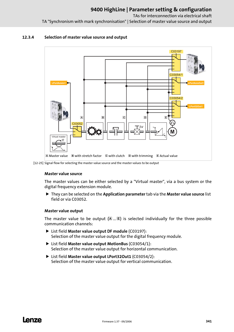 4 selection of master value source and output, 9400 highline | parameter setting & configuration | Lenze E94AxHE Servo Drives 9400 HighLine (Firmware 01-37) User Manual | Page 341 / 679