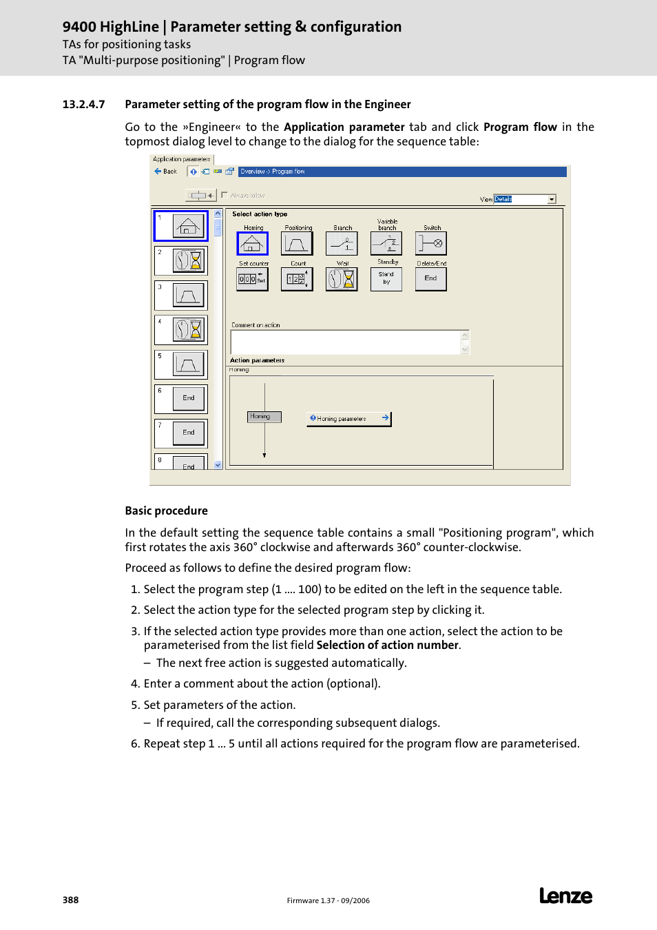 Lenze E94AxHE Servo Drives 9400 HighLine (Firmware 01-37) User Manual | Page 388 / 679