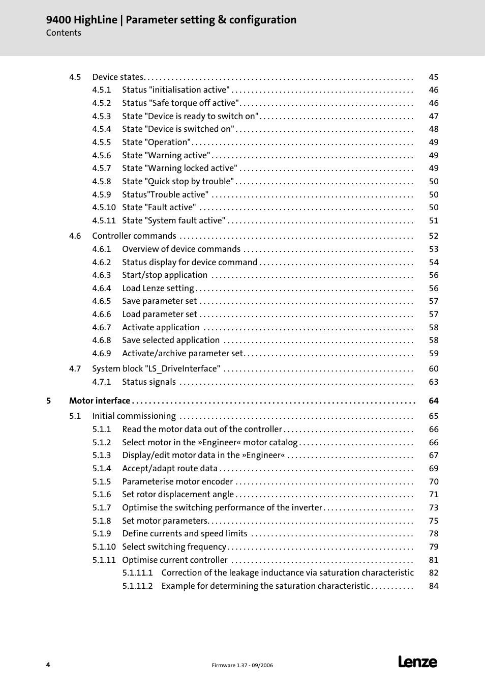 9400 highline | parameter setting & configuration | Lenze E94AxHE Servo Drives 9400 HighLine (Firmware 01-37) User Manual | Page 4 / 679