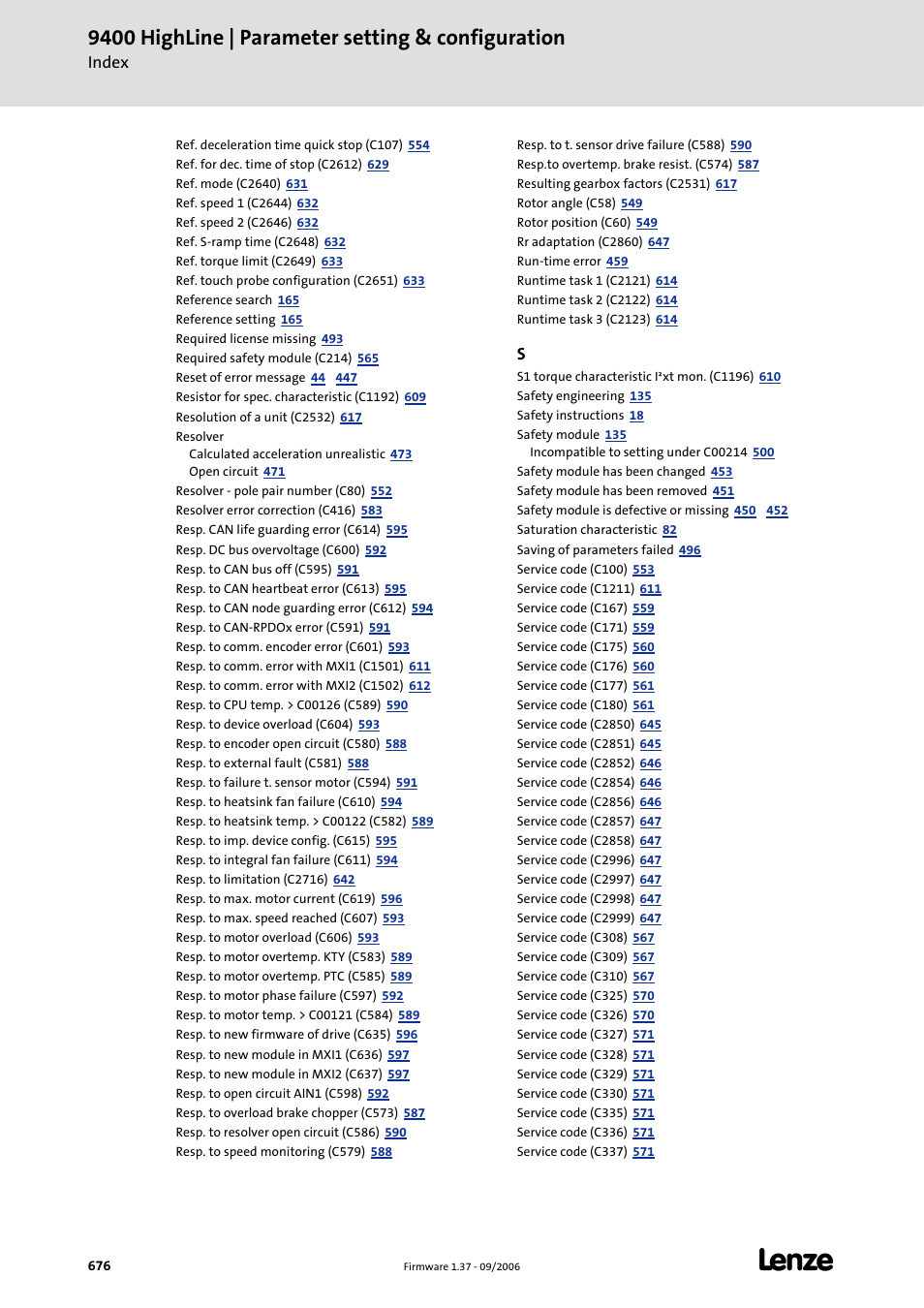 9400 highline | parameter setting & configuration | Lenze E94AxHE Servo Drives 9400 HighLine (Firmware 01-37) User Manual | Page 676 / 679