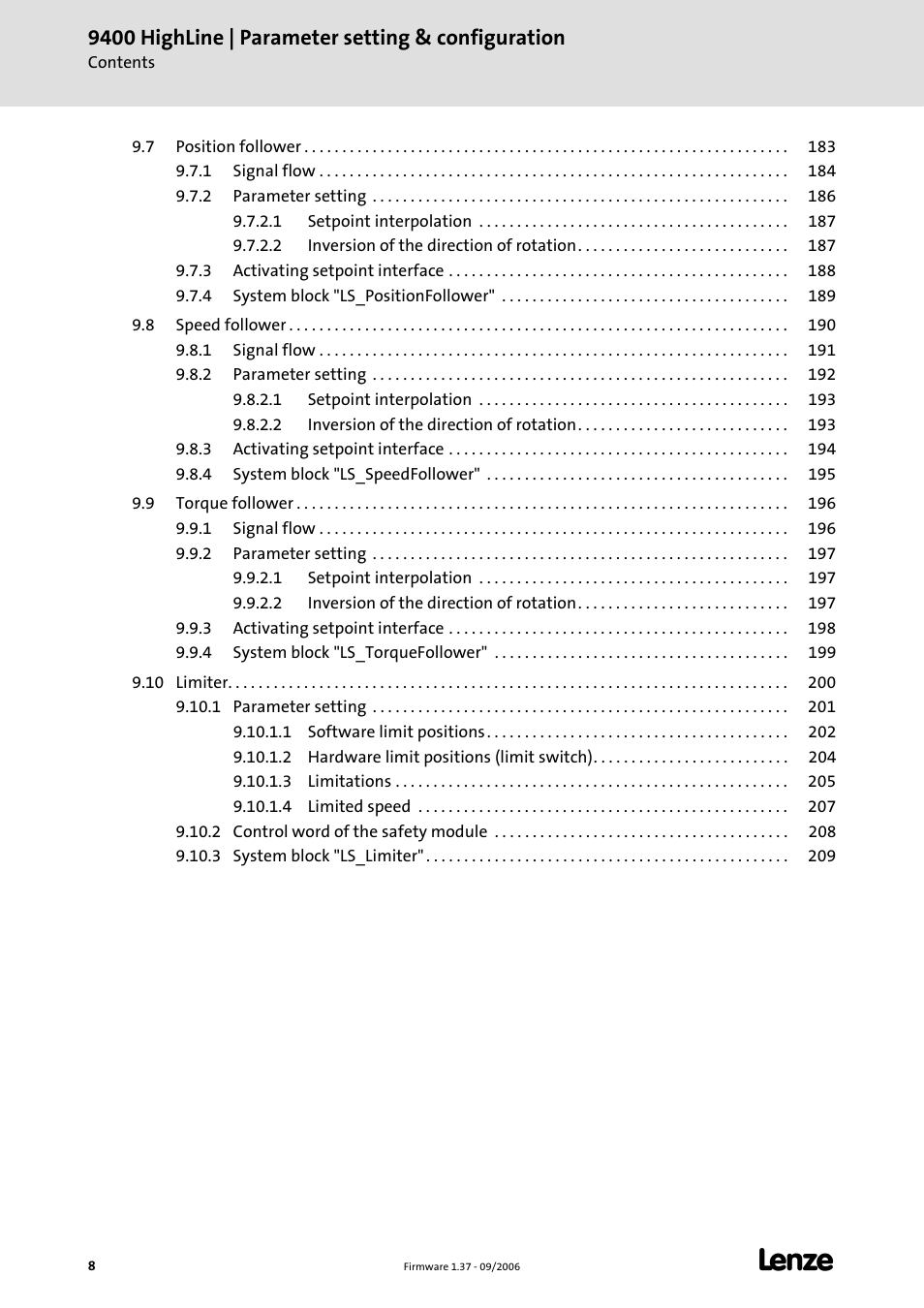 9400 highline | parameter setting & configuration | Lenze E94AxHE Servo Drives 9400 HighLine (Firmware 01-37) User Manual | Page 8 / 679