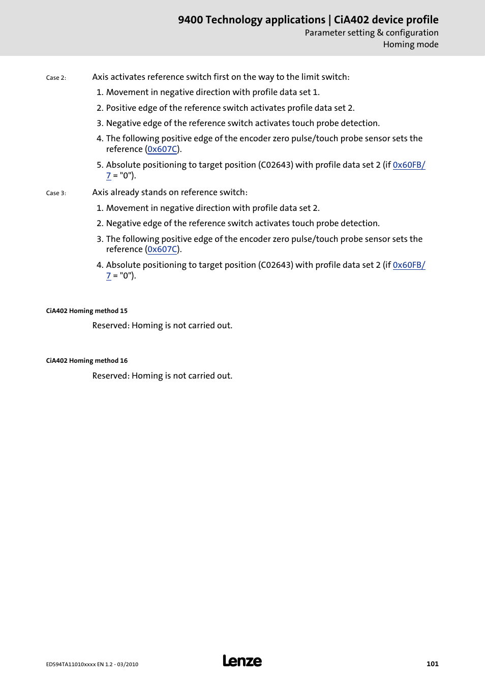 Lenze E94AxHE Technology Application CiA402 Device profile User Manual | Page 101 / 232