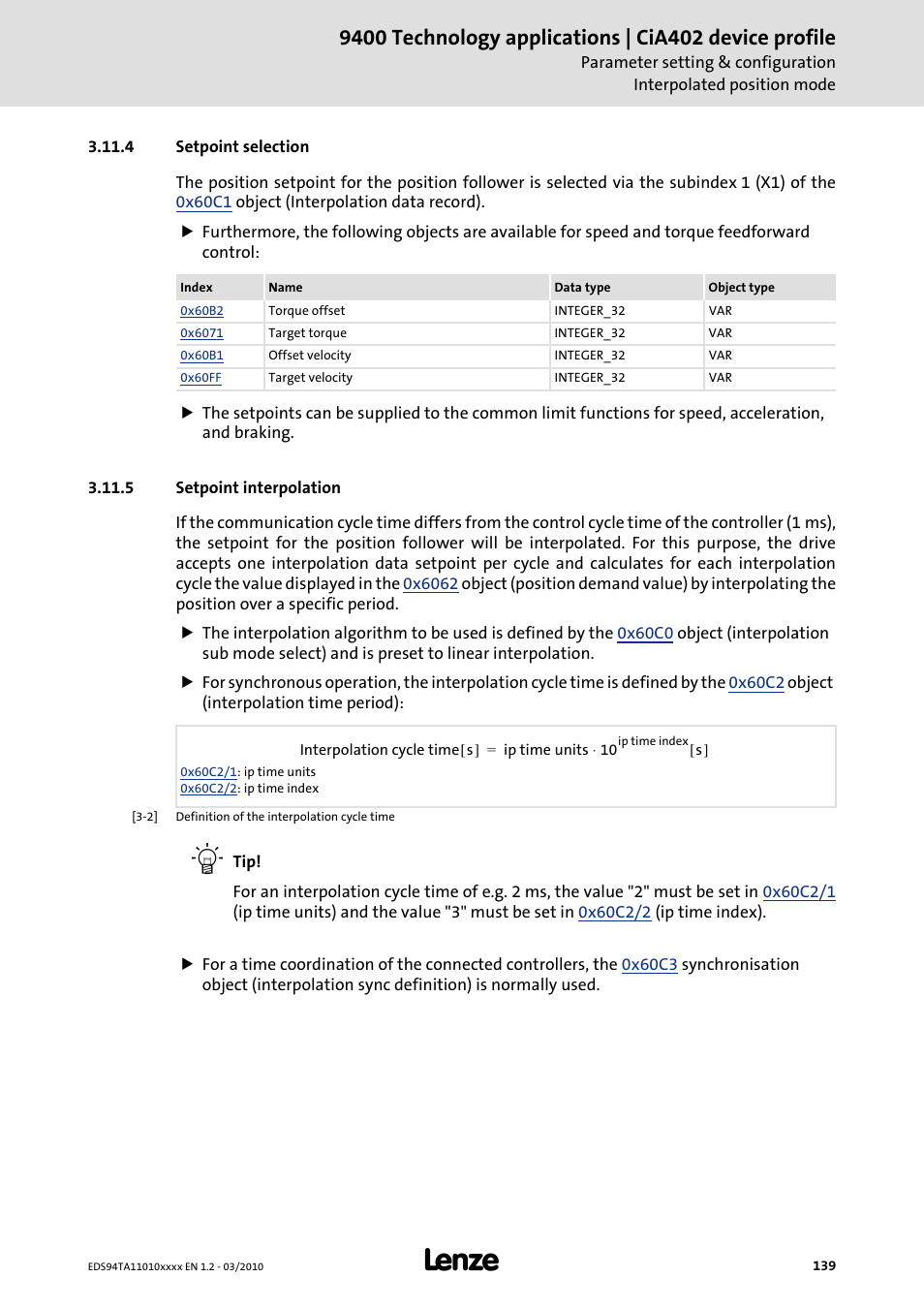 4 setpoint selection, 5 setpoint interpolation, Setpoint selection | Setpoint interpolation | Lenze E94AxHE Technology Application CiA402 Device profile User Manual | Page 139 / 232