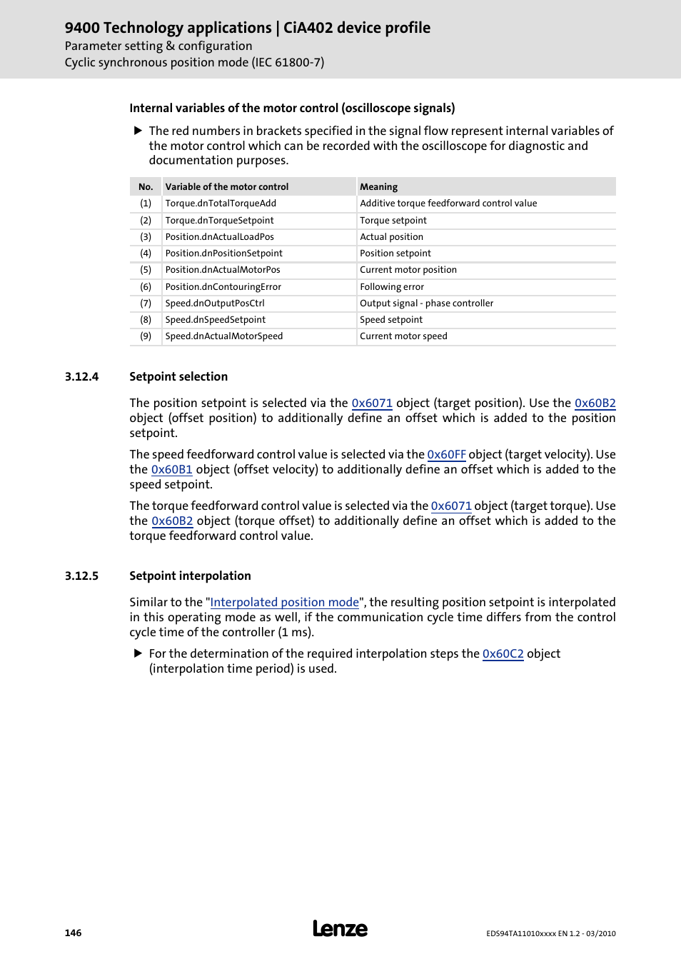 4 setpoint selection, 5 setpoint interpolation, Setpoint selection | Setpoint interpolation | Lenze E94AxHE Technology Application CiA402 Device profile User Manual | Page 146 / 232