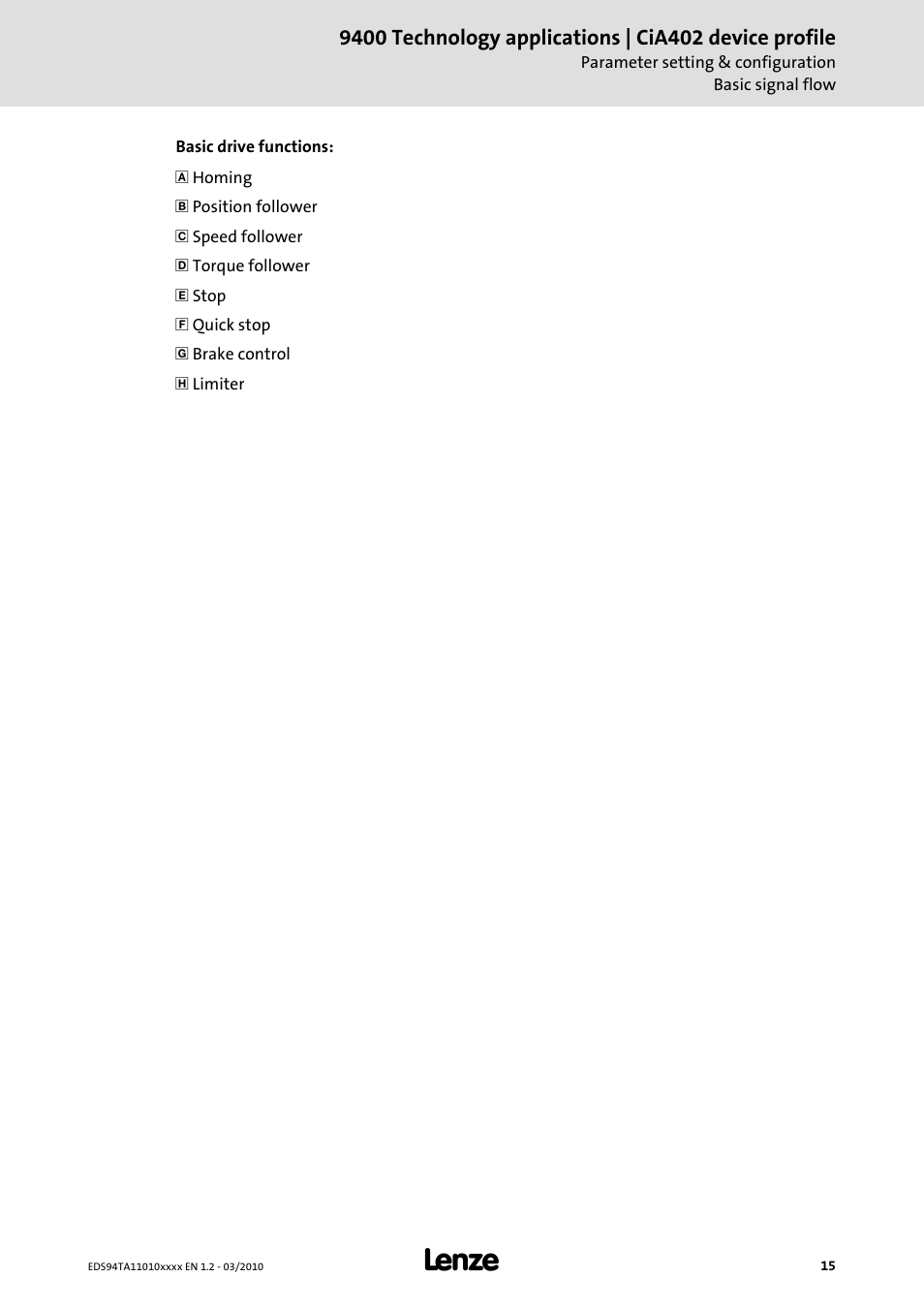 Lenze E94AxHE Technology Application CiA402 Device profile User Manual | Page 15 / 232