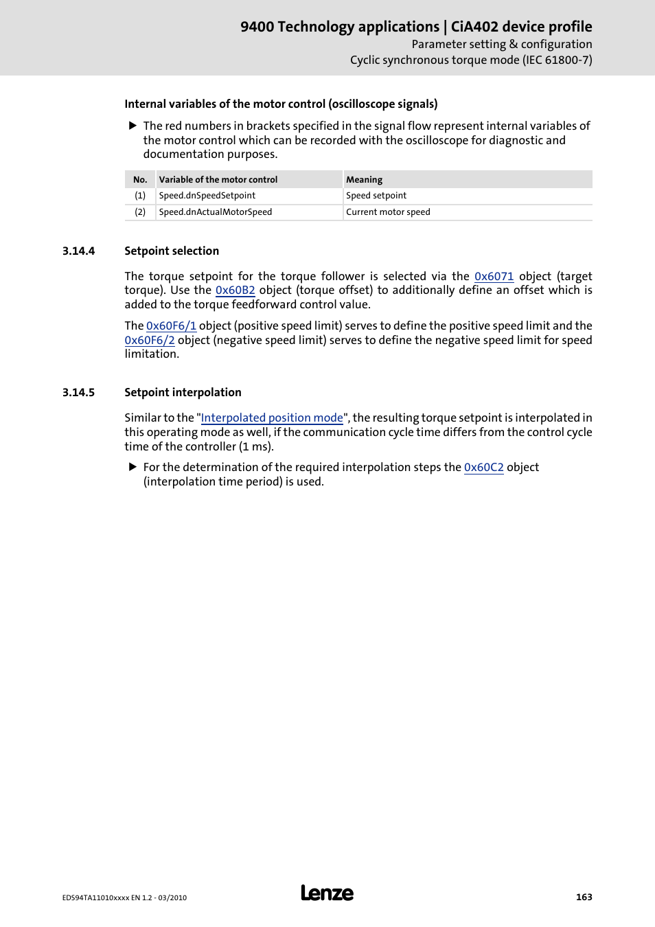 4 setpoint selection, 5 setpoint interpolation, Setpoint selection | Setpoint interpolation | Lenze E94AxHE Technology Application CiA402 Device profile User Manual | Page 163 / 232