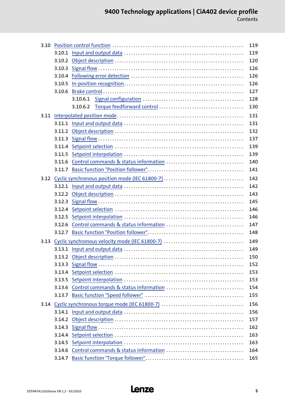 Lenze E94AxHE Technology Application CiA402 Device profile User Manual | Page 5 / 232