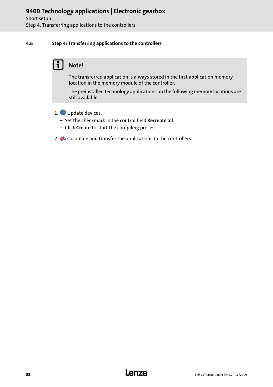 Lenze E94AxHE Technology Application Electronic gearbox User Manual | Page 32 / 80