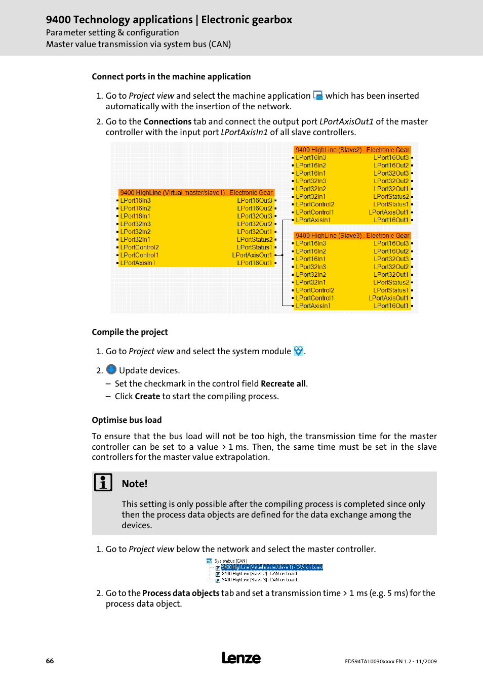 Lenze E94AxHE Technology Application Electronic gearbox User Manual | Page 66 / 80