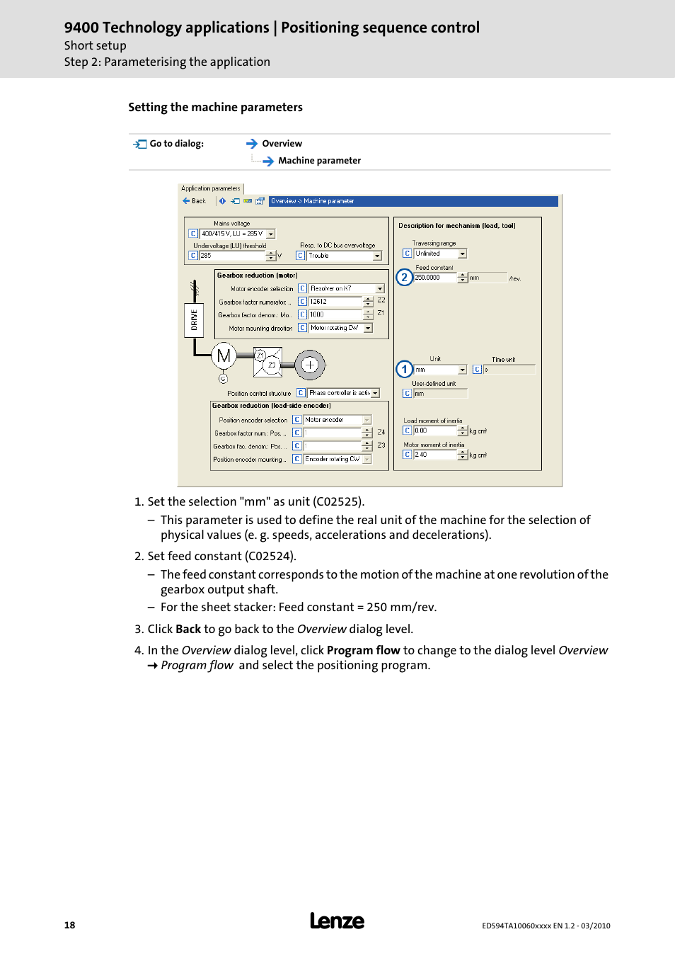 Lenze E94AxHE Technology Application Positioning sequence control User Manual | Page 18 / 78