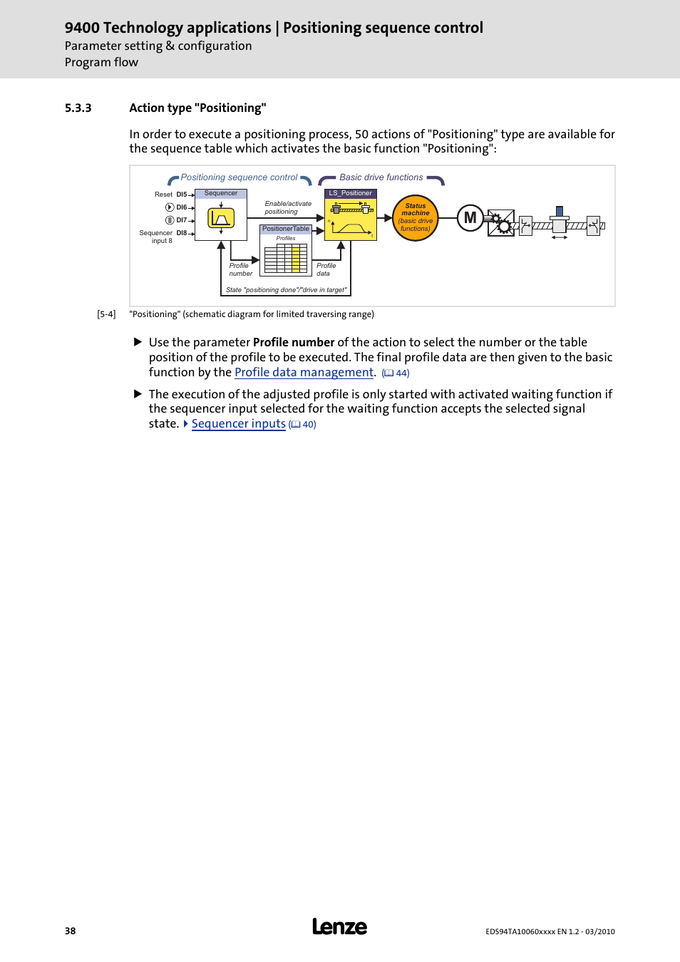 3 action type "positioning | Lenze E94AxHE Technology Application Positioning sequence control User Manual | Page 38 / 78