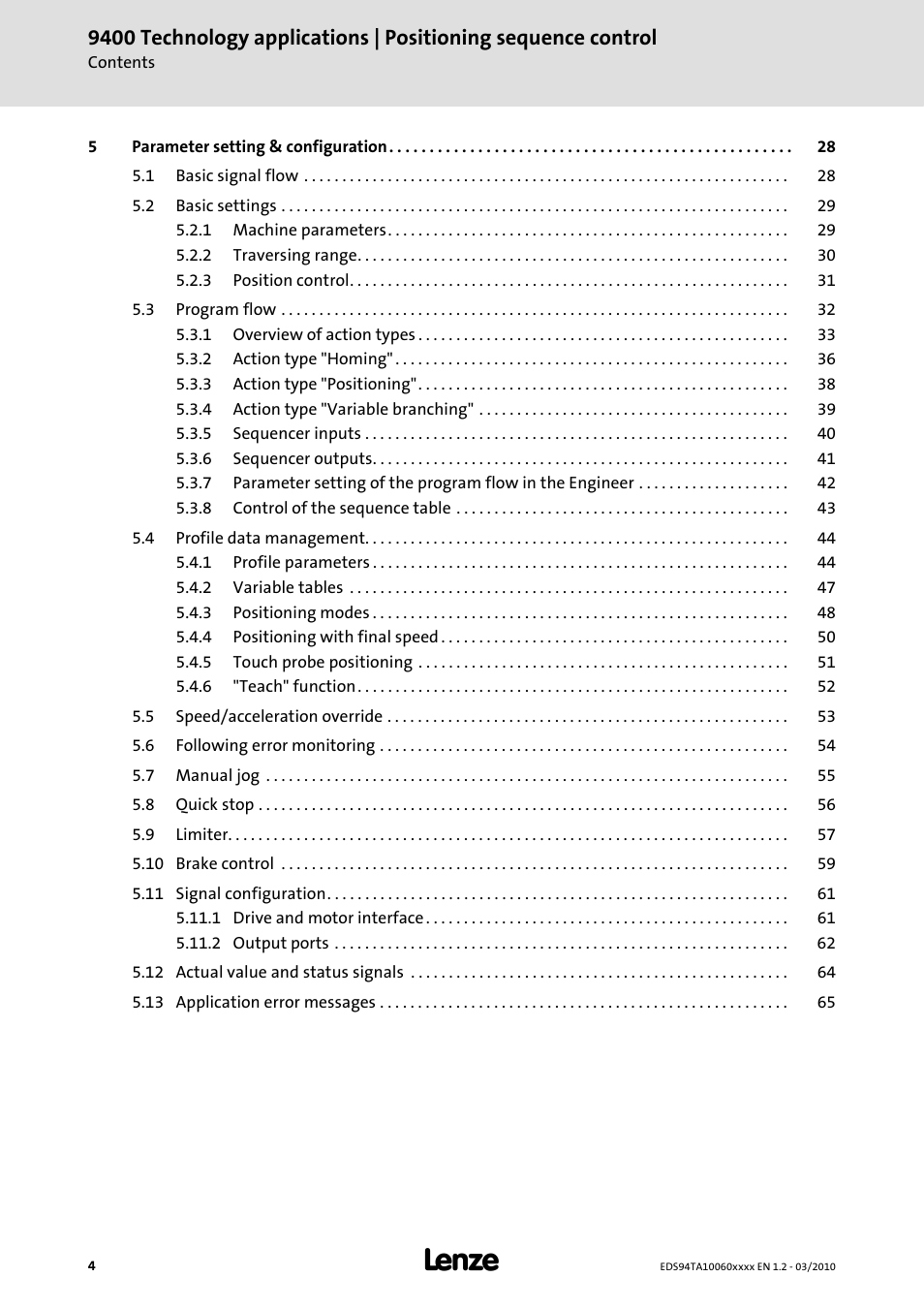 Lenze E94AxHE Technology Application Positioning sequence control User Manual | Page 4 / 78