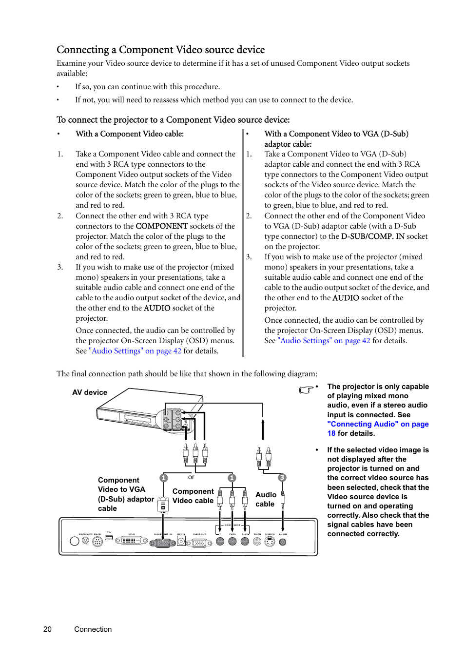 Connecting a component video source device | BenQ SP870 User Manual | Page 20 / 53