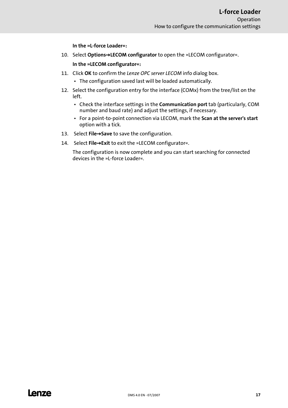 Lenze Loader L-force Loader User Manual | Page 17 / 45