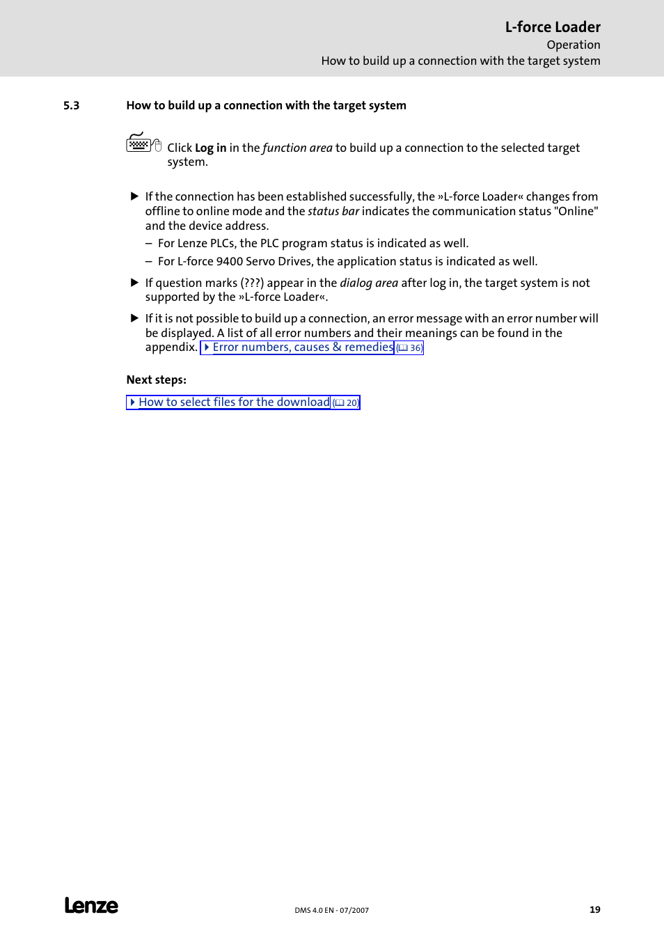 C 19), L-force loader | Lenze Loader L-force Loader User Manual | Page 19 / 45