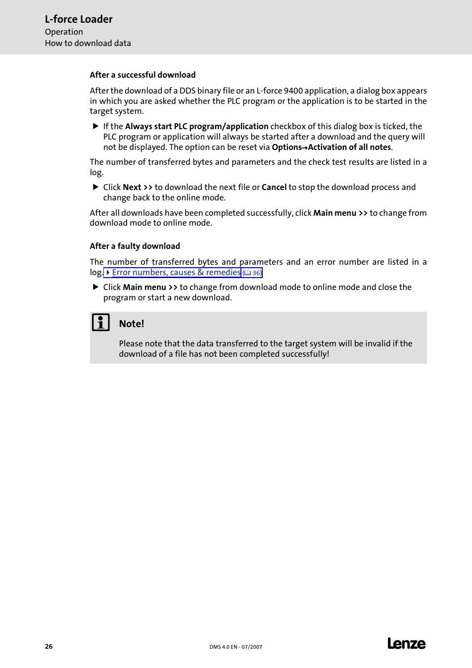 L-force loader | Lenze Loader L-force Loader User Manual | Page 26 / 45