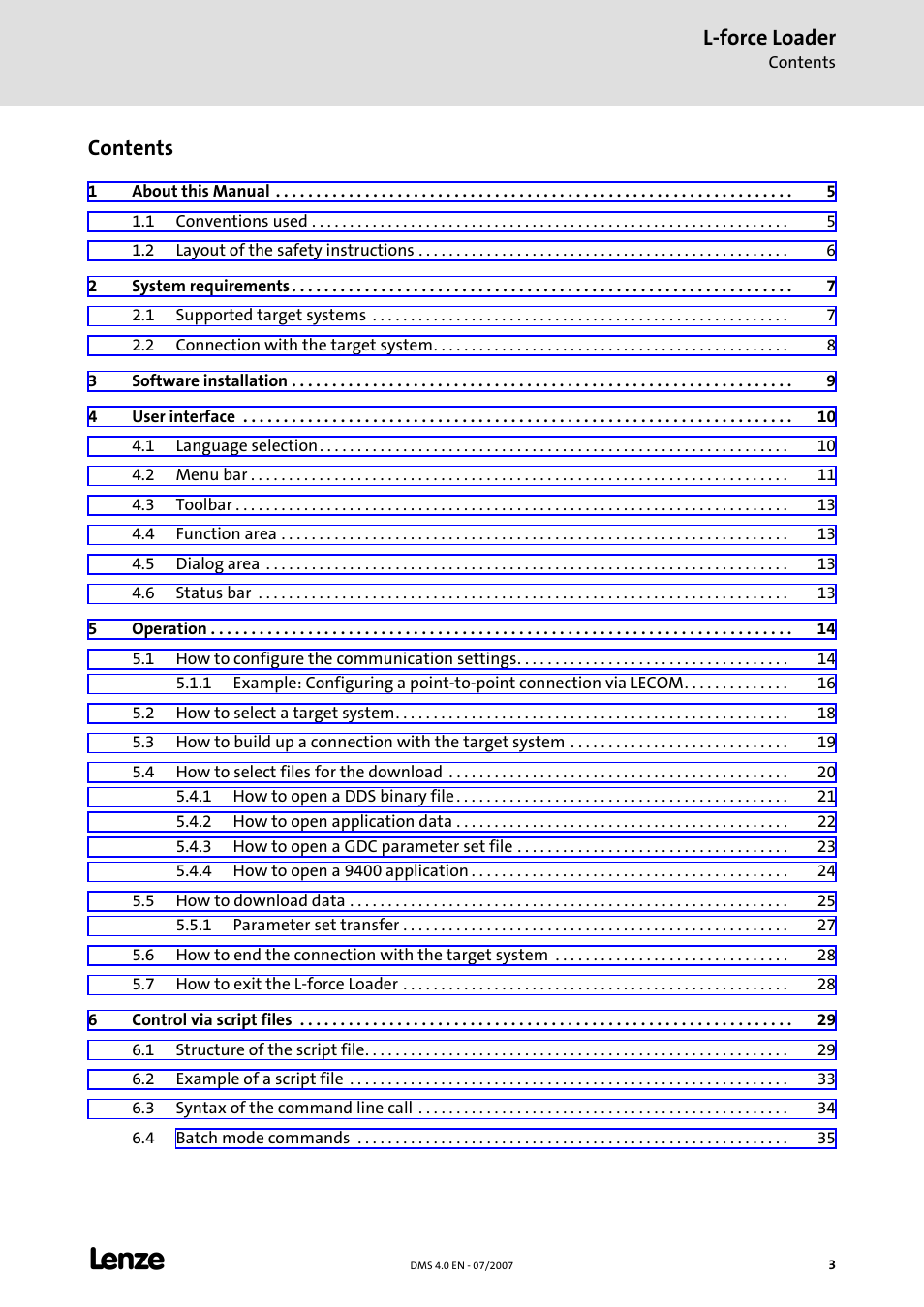 Lenze Loader L-force Loader User Manual | Page 3 / 45