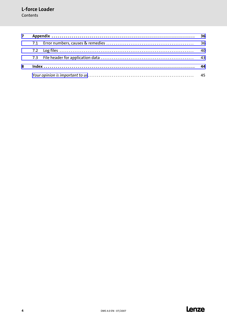 Lenze Loader L-force Loader User Manual | Page 4 / 45