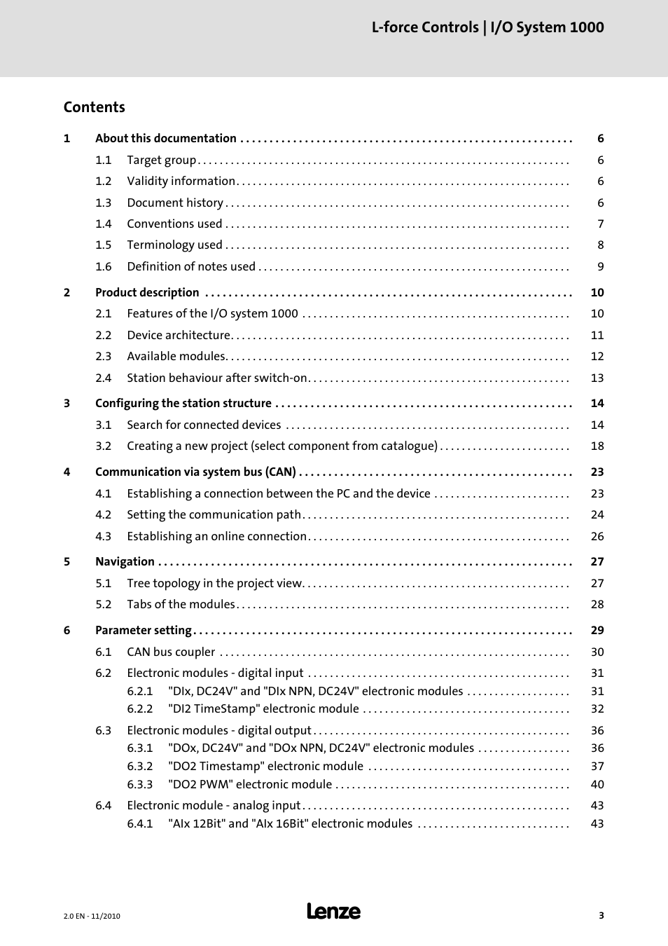 Lenze L-force I/O System 1000 User Manual | Page 3 / 99