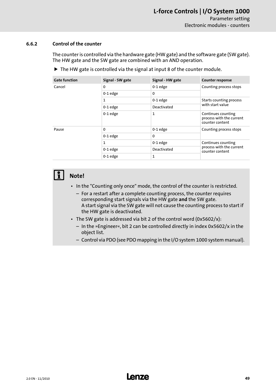 2 control of the counter, L-force controls | i/o system 1000 | Lenze L-force I/O System 1000 User Manual | Page 49 / 99