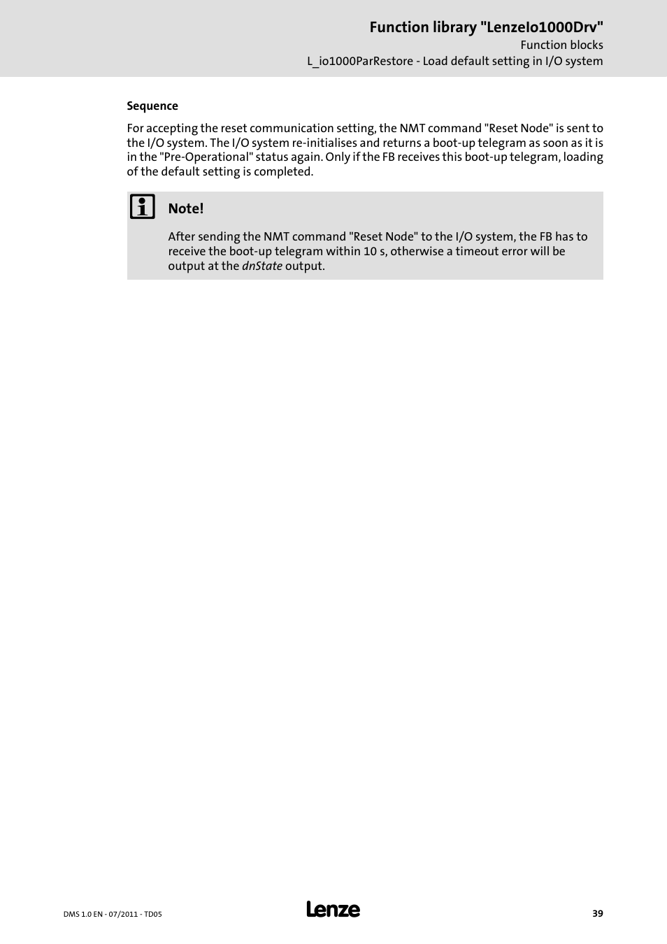 Lenze Function library LenzeIO1000Drv User Manual | Page 39 / 64